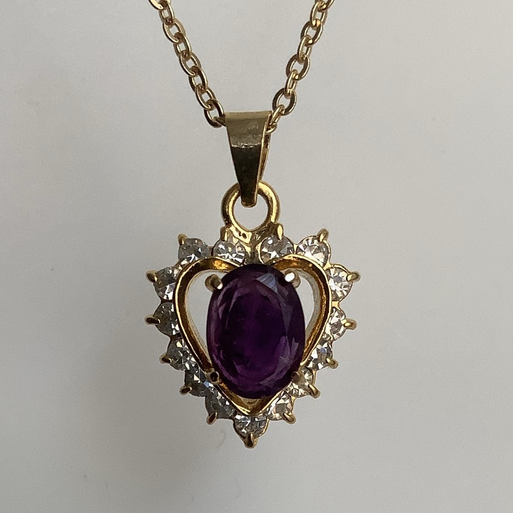 💜 Vintage Amethyst heart pendant necklace